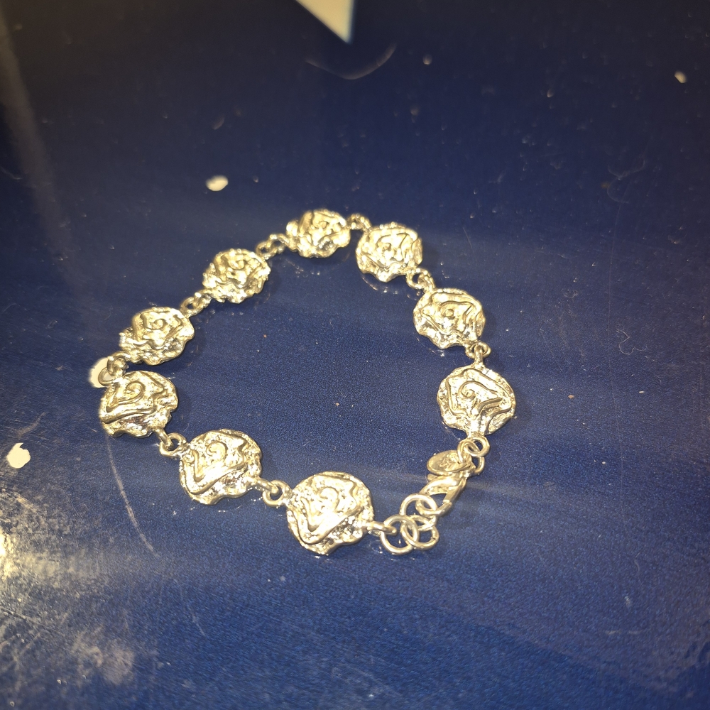 Silver Floral Link Bracelet - Women Jewelry